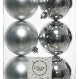 Confezione 6 palline argento diam. 8 cm