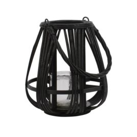 lanterna bamoboo tonda nera d.20×23