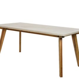 Tavolo cemento grigio gambe legno 90x180xh76