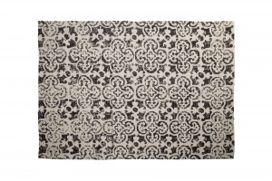 Tappeto fiori neri in cotone beige 120×180
