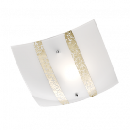 Plafoniera nikosia vetro bianco foglia oro 30×30