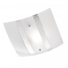 Plafoniera nikosia vetro bianco foglia argento 30x30cm
