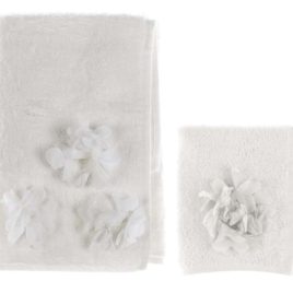Coppia spugna 30×50+50×80 bianco con fiori