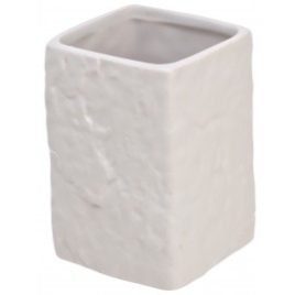 Portaspazzolino in ceramica Petra bianco