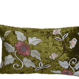 cuscino velluto 50×30 verde con fiori