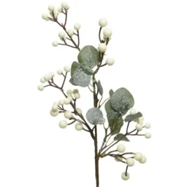 ramo fiori blu con bacche bianche cm65