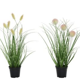 vaso erba con fiori h30cm
