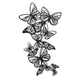 decorazione parete farfalle metallo nera cm40,5