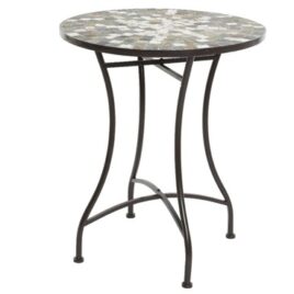 tavolino metallo mosaico marrone d.60xh71