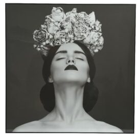 canvas viso donna con fiori cm60x60