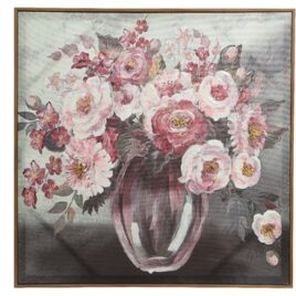 quadro 80×80 rosa con vaso fiori