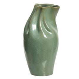 vaso irregolare smaltato verde chiaro h26,5