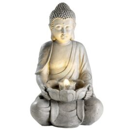 fontana buddha seduto grigio cm.37x42xh71 4led